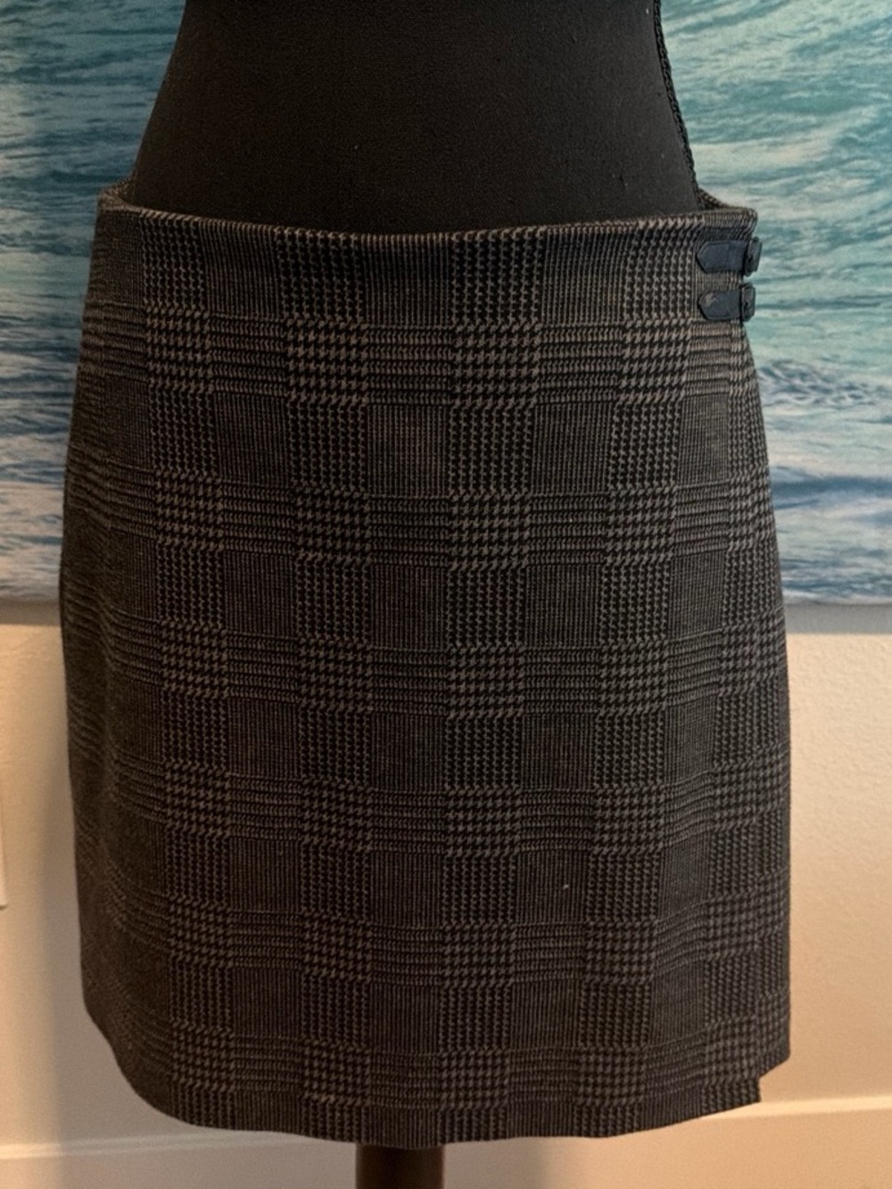 Vince Camuto Classic Black Plaid Women's Skirt - lined